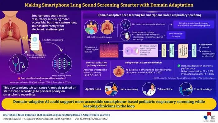 AI Framework Adapts Smartphone Audio for Pediatric Lung Sound Screening