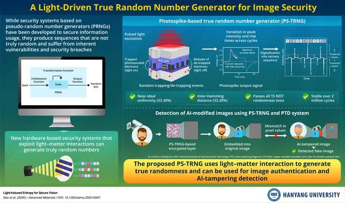 Light-Driven Random Number Generators Boost Image Security at Hardware Level